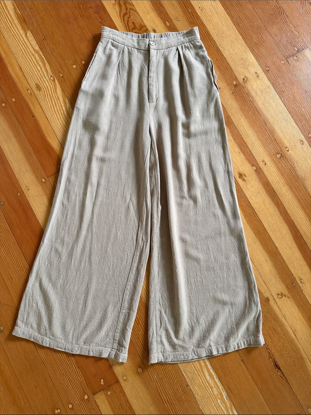 Walter Baker Wide Leg Pleated Linen Blend Pants Small